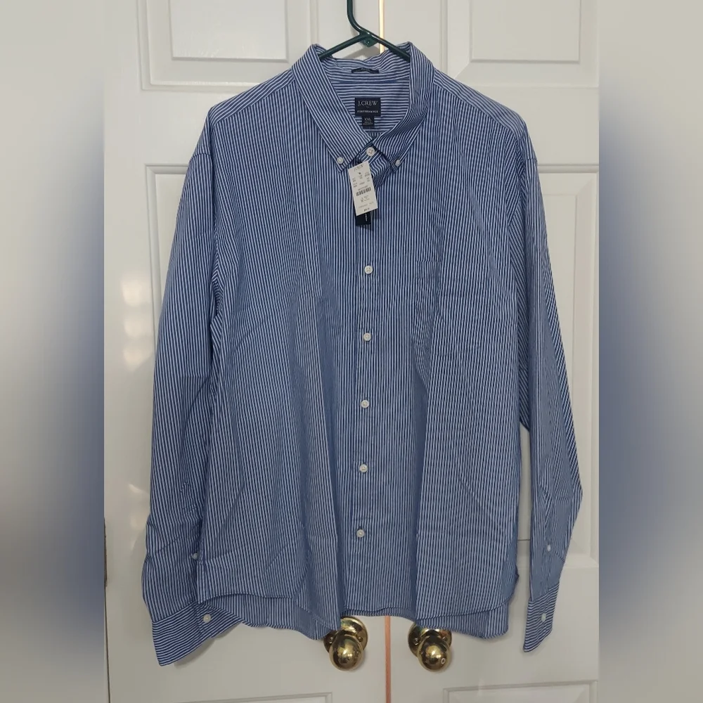 ​J. Crew Men's XXL Slim Untucked Performance Striped Shirt NWOT (26